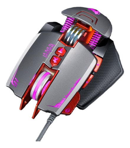 Mouse mecânico para jogadores com luz e cabo, cor V9 Silver Armor