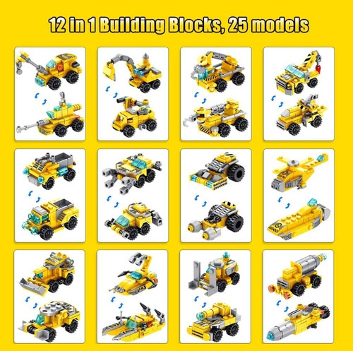 Bloques De Construcción Vatos 566 Piezas Camion 25 En 1.