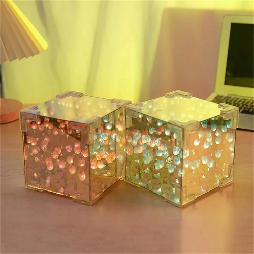 Tulipán Espejo Luz De Noche,diy Tulipán Flor Lámpara Led