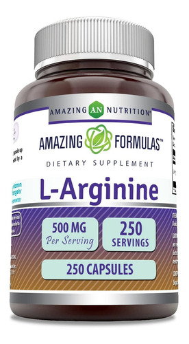 Amazing Formulas L-arginina 500mg 250 Cápsulas De Suplemen.