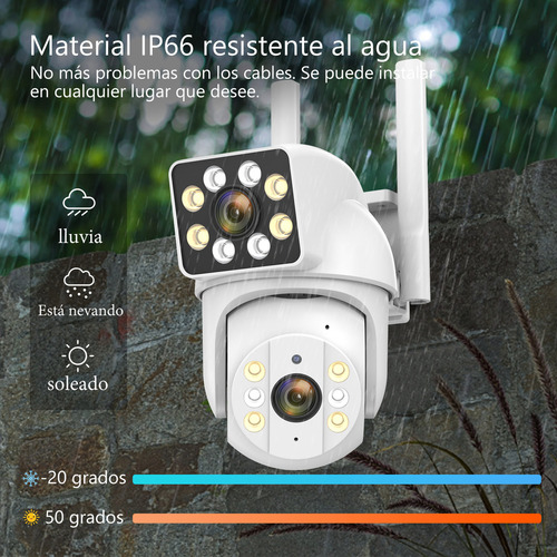 Cámara PTZ Wifi 8MP, 5G, doble lente, zoom 8x, impermeable IP66, con alarma y seguimiento automático, ideal para vigilancia exterior a todo color.