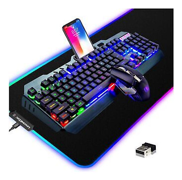 Wireless Gaming Keyboard And Mouse Combo,3 In 1 Rainbow  Ssb