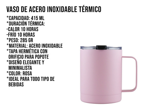 Termo 14oz De Acero Inoxidable Térmico Taza Para Café 414ml