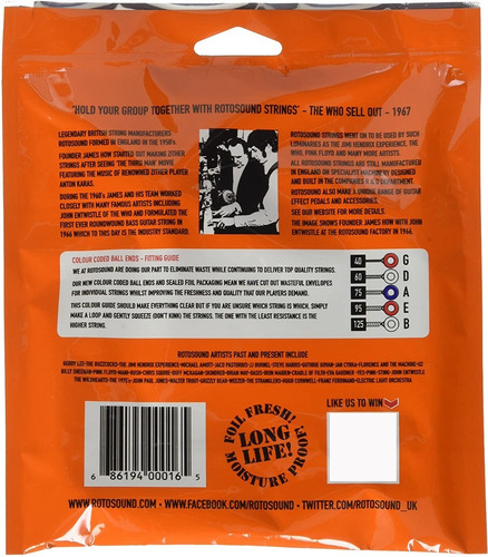 Imagem 2 de 2 de Encordoamento Rotosound 5 Cordas Swing Bass Sm665 40-125