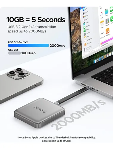 Orico 1tb Magnetic External Ssd, 4k Prores Hdr Record And...