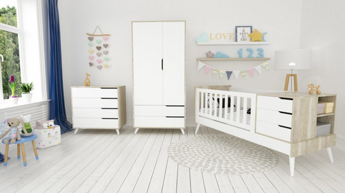Cuna Funcional Bebe 1 Plaza Neo Nordica Baranda Desmontable
