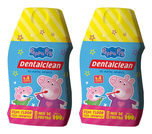 2x Gel Dental Infantil Peppa Pig Sem Fluor 100g -dentalclean
