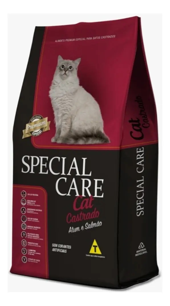 Ração Special Care Cat Castrado Atum E Salmão 10,1kg