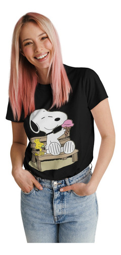 Polera Snoopy Charlie Brown Helado Algodon Estampado