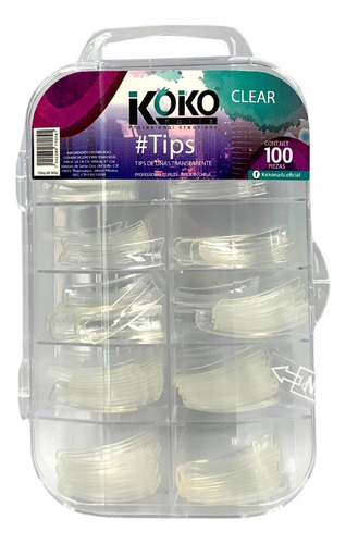 100 Tips Uñas, Cristal, Natural, Blanco, Elige. Koko Nails Color Cristal