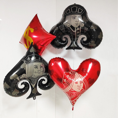 Decoración De Cumpleaños De Casino Con Globos De Póquer