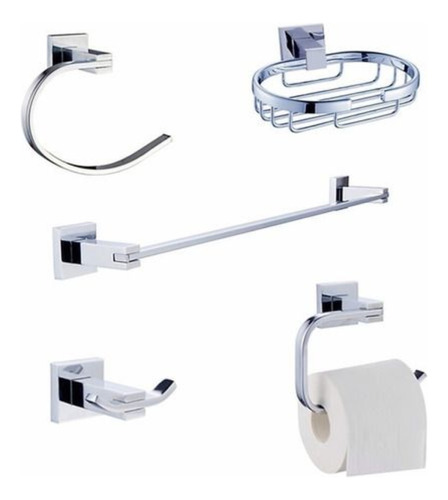 Juego Set De Accesorios Baño Dgc Quadra De 5 Piezas Cromo