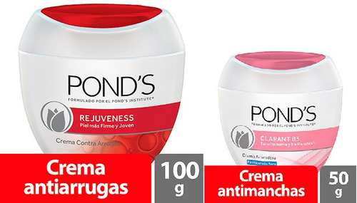 Pond's Rejuveness Antiarrugas X100g + Pond's Aclaradora X50g