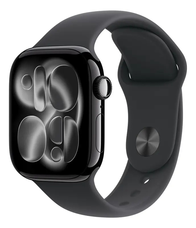Apple Watch Series 11 GPS + Cellular - Caixa preta brilhante de alumínio – 42 mm - Pulseira esportiva preta – M/G