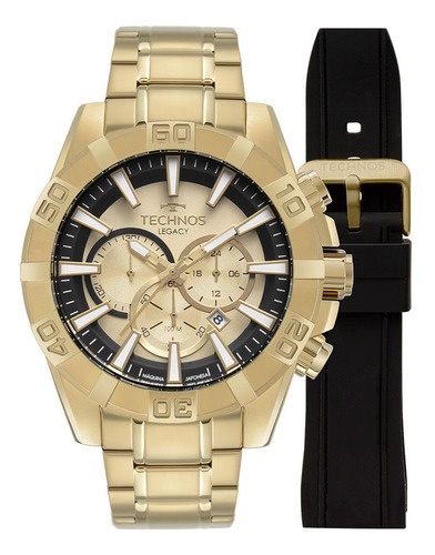 Relógio Masculino Dourado Multifunção - Pulseira Aço