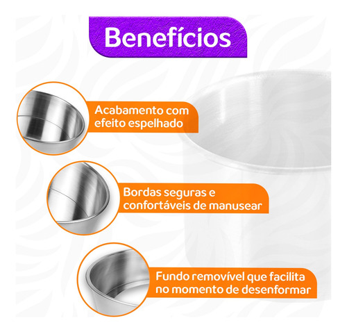 Kit 3 Forma Assadeira Bolo Redonda Alta 15x10 20x10 25x10