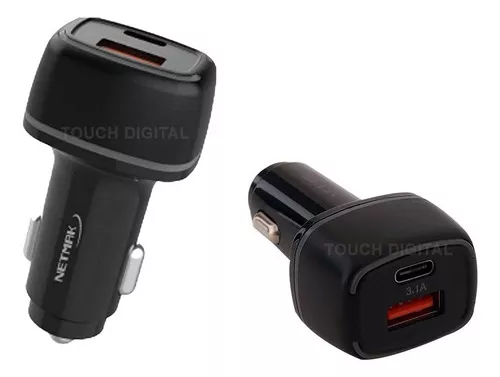 Cargador Para Auto Universal Rapido Usb 3.1 A + Usb C Netmak Color Negro