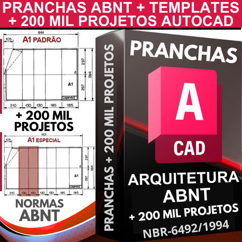 Pranchas Abnt Em Autocad + Templates + 200 Mil Projetos.