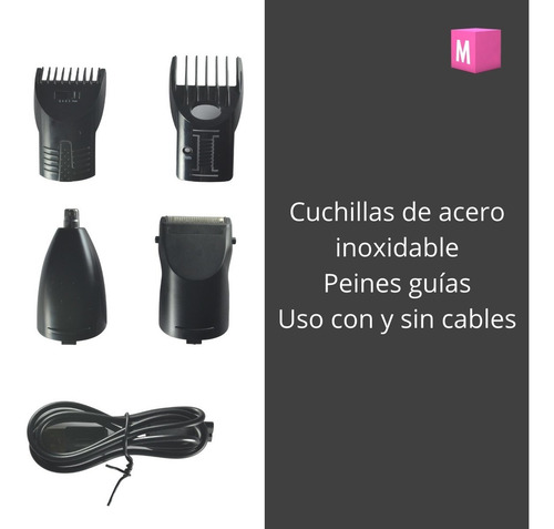 Imagen 7 de 10 de Maquinita Corta Pelo Etheos Nariz Barba Orejas Kit 4 En 1