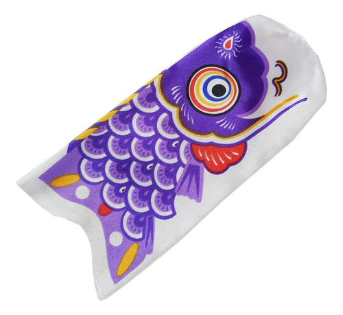 Bandera Japonesa De Pez Koi Morada 50cm Con Cuerda