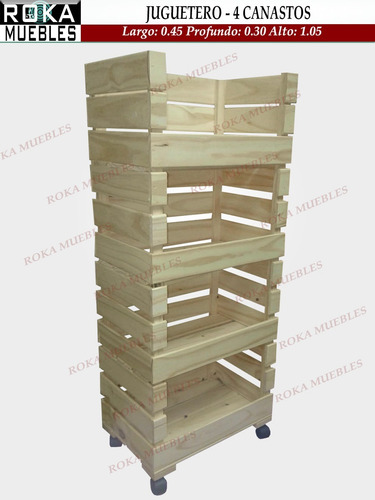 Juguetero Verdulero Ordenador Cajonera Con 4 Canastos Roka