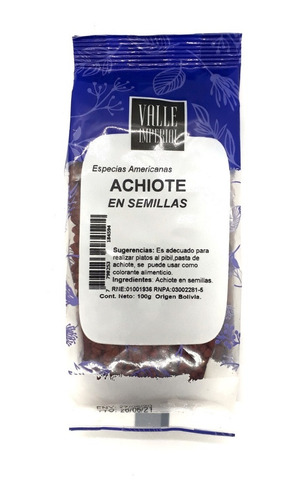 Achiote En Semillas X 100 Gr Valle Imperial