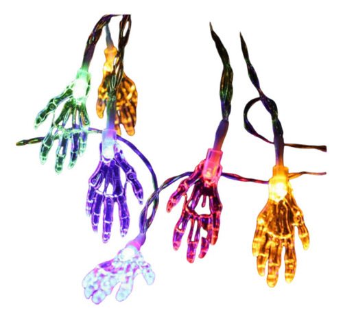 Luz Cadena Halloween 10ft 20leds Mano Esqueleto Transparente