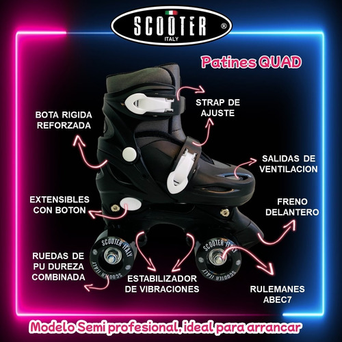 Patines Extensibles Scooter Italy Infantil Semi Profesional