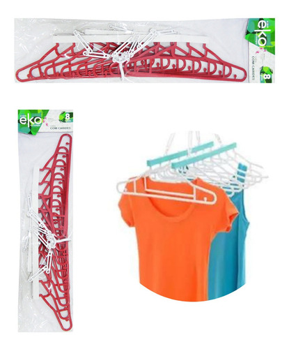 Varal De Pendurar Cabideiro De Plástico Colors Com 8 Cabides