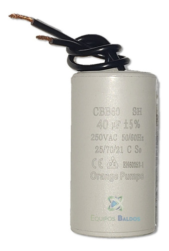 Capacitor Condensador 40 Uf 40 Mfd 250v Redondo Con Cable