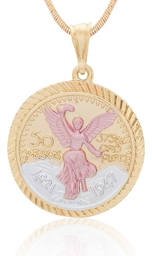 Dije Oro 18k Laminado #196 Moneda 3 Tonos Florentino Angel Color Dorado