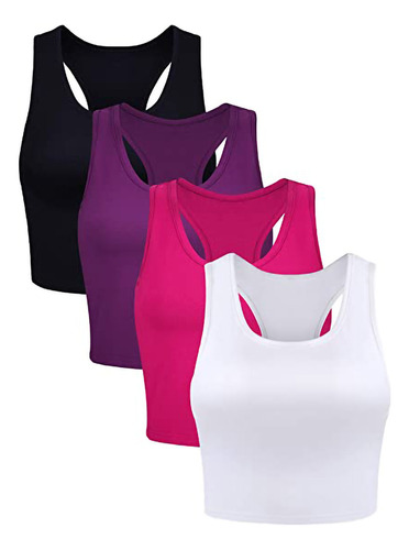 Camiseta Deportiva Recortada Sin Mangas For Mujer, 4