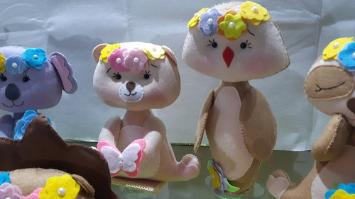 Kit Com 3 Animais Tema Bosque Encantado Flores