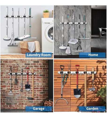 Soporte Para Escobas De Pared De 2 Piezas, Soporte De Acero