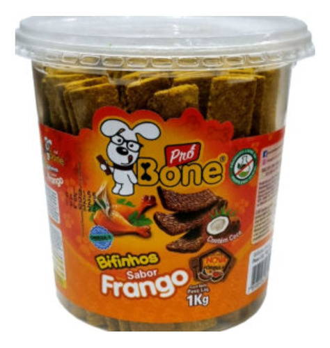 Bifinhos Sabor Frango Para Cachorro Pró Bone Pote De 1kg