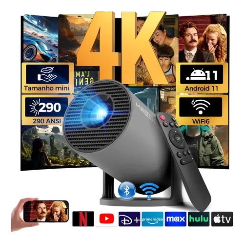 Projetor Magcubic Smart Mini Portátil Hy300pro Led 290ansi 4k Full Hd Android Wi-fi6 Bluetooth5.4 Home Theater Cinema Em Casa Imagem Nítida Som Potente Compatível Com Diversos Dispositivos