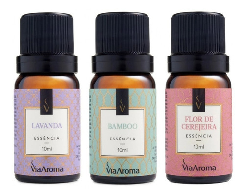 Kit 3 Essências 10ml - Bamboo, Flor De Cerejeira, Lavanda