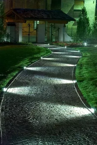 Pack 10 Estacas Focos LED Solar Jardín Exterior Negro