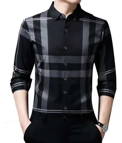 comprar U Camisas De Vestir Seda Hombres Camisas Casuales A Cuadros