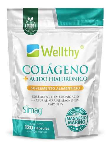 Wellthy Colágeno Con Ácido Hialurónico 120cps Sabor Sin sabor