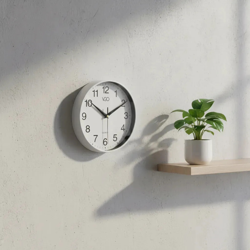 Reloj De Pared Redondo Clásico 20cm Diámetro Vgo Blanco