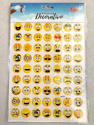  10 Cartelas Adesivo Decorativo Emoji 