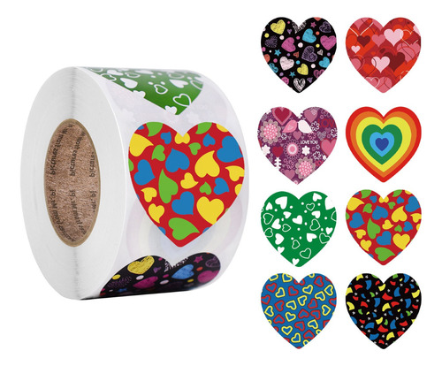 Stickers - Pegatina Corazon Mix (2) 500 Unidades 3.8 Cm.