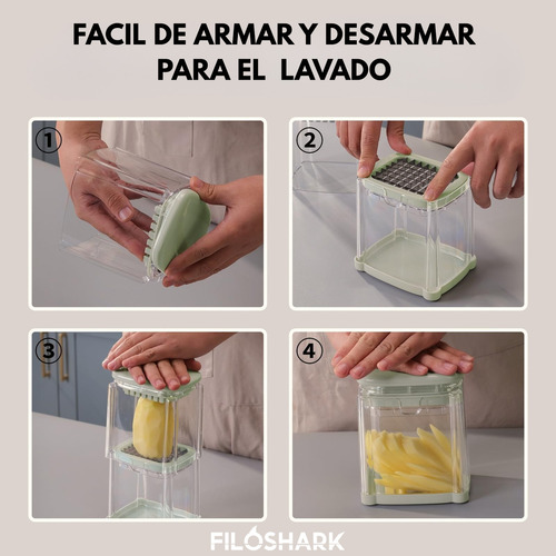 Corta Papa Filoshark Mandolina Verduras Baston Papas Fritas Color Gris