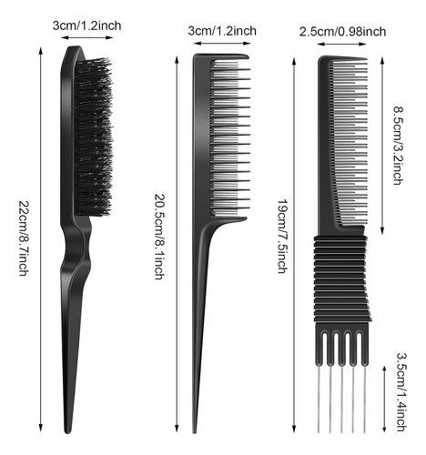 Juego De 3 Cepillos De Pelo Con Puntas De Metal Y Punta De M