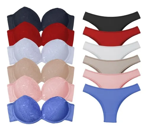 Lingerie Moda Feminina Atacado Kit C 3 Conjuntos Microfibra