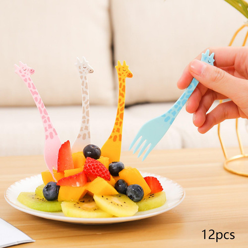 12 Uds. Tenedores De Fruta De Jirafa, Palillos De Frutas,