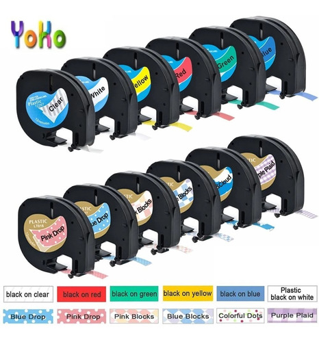 12 Colores 12 Mm* 4 M Dymo Letretag Cinta De Papel Para 9120