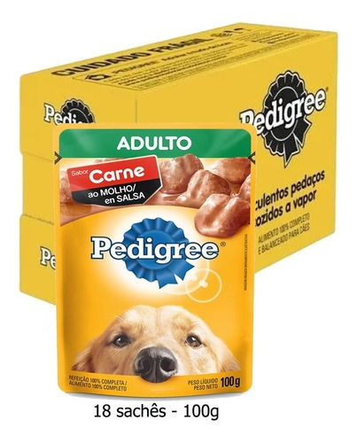 Alimento Pedigree Ao Molho  para cão adulto de raça média sabor carne ao molho em saco de 100g