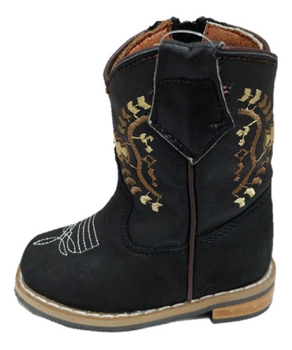 Bota Vaquera Rodeo Seven Stars Cierre Bebé Niño Piel Negro